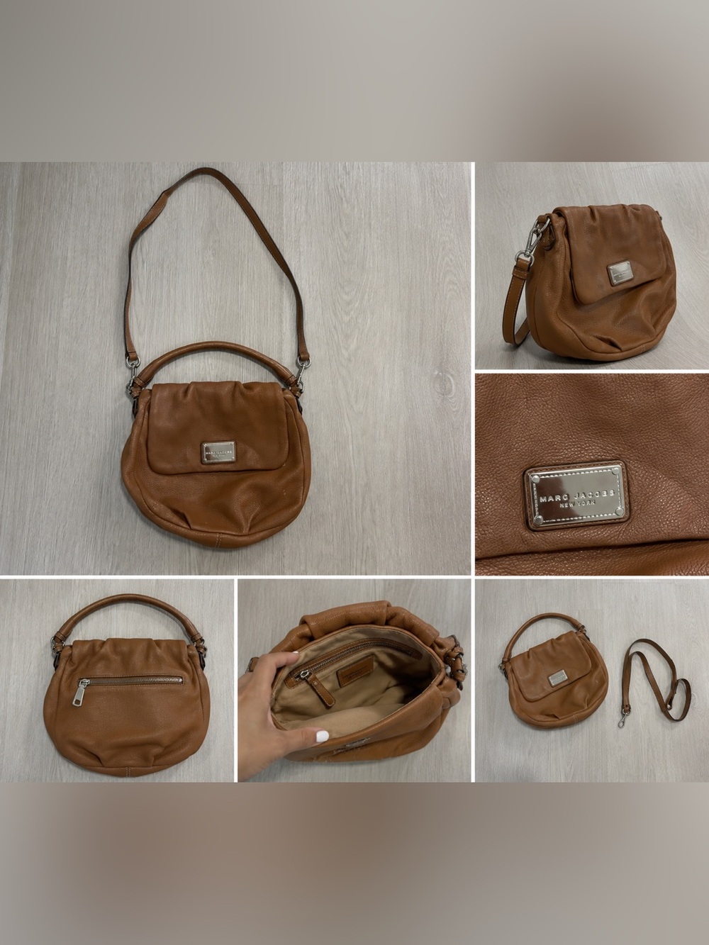 Marc Jacobs Cognac Pebbled Leather Shoulder Bag